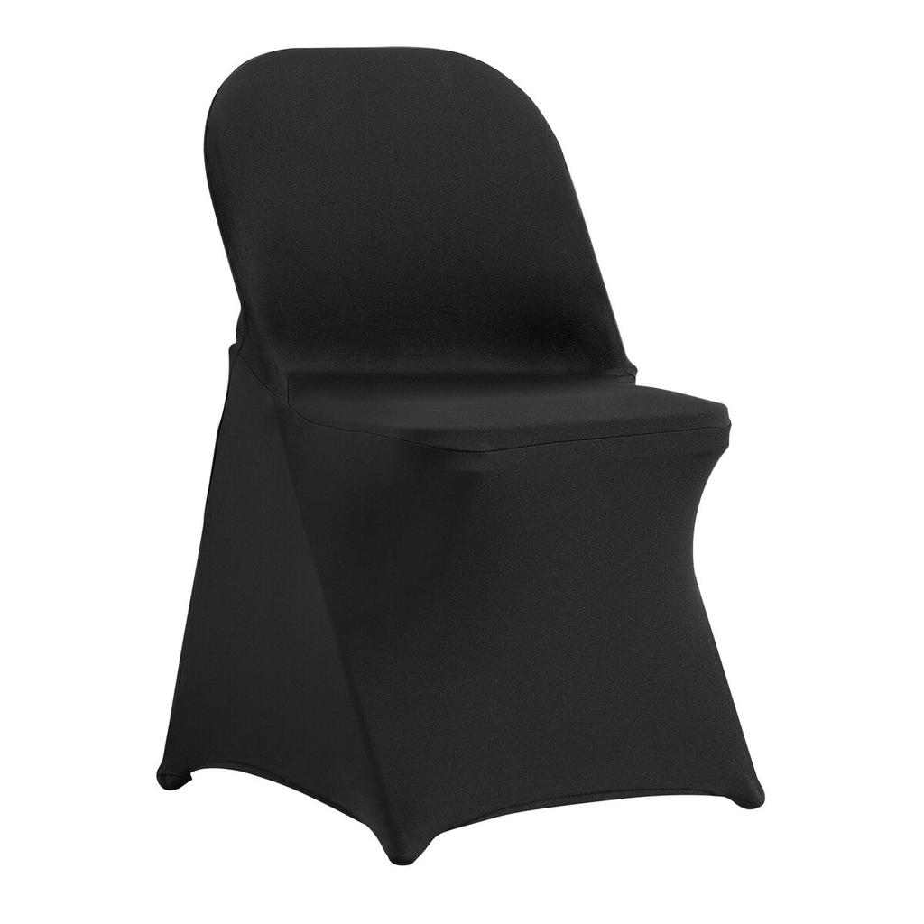 50PCS Black, Stretch Spandex Folding Chair Covers, Universal Fitted Chair Cover, Removable Washable Protective Slipcovers, for Wedding, Holiday,