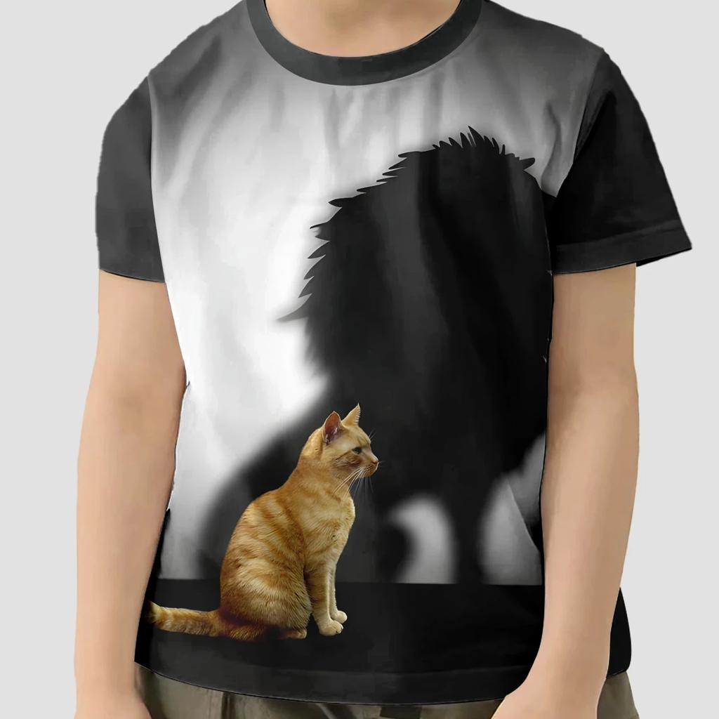 Children Clothes Girl Boys Tshirt Short Sleeve Child T Shirt Kids Summer Clothes 3D Cat Printe Cartoon T-Shirt