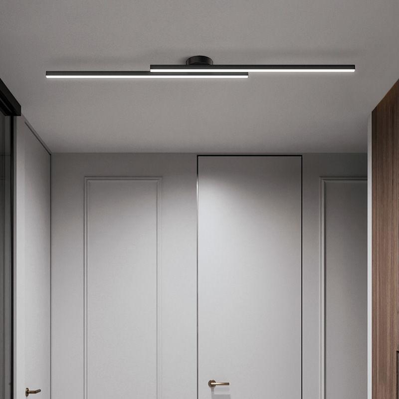Modern Long Ceiling Lights for Living Room Bedroom Aisle Corridor Remote Control Dimmable led Ceiling Lamp Black/White Aluminium
