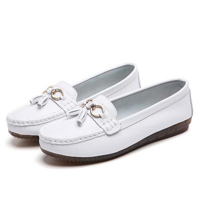 Damskor Platt Höst Dam Loafers Äkta Läder Damskor Slip-on Balett Fluga Damsko Storlek 35 -41