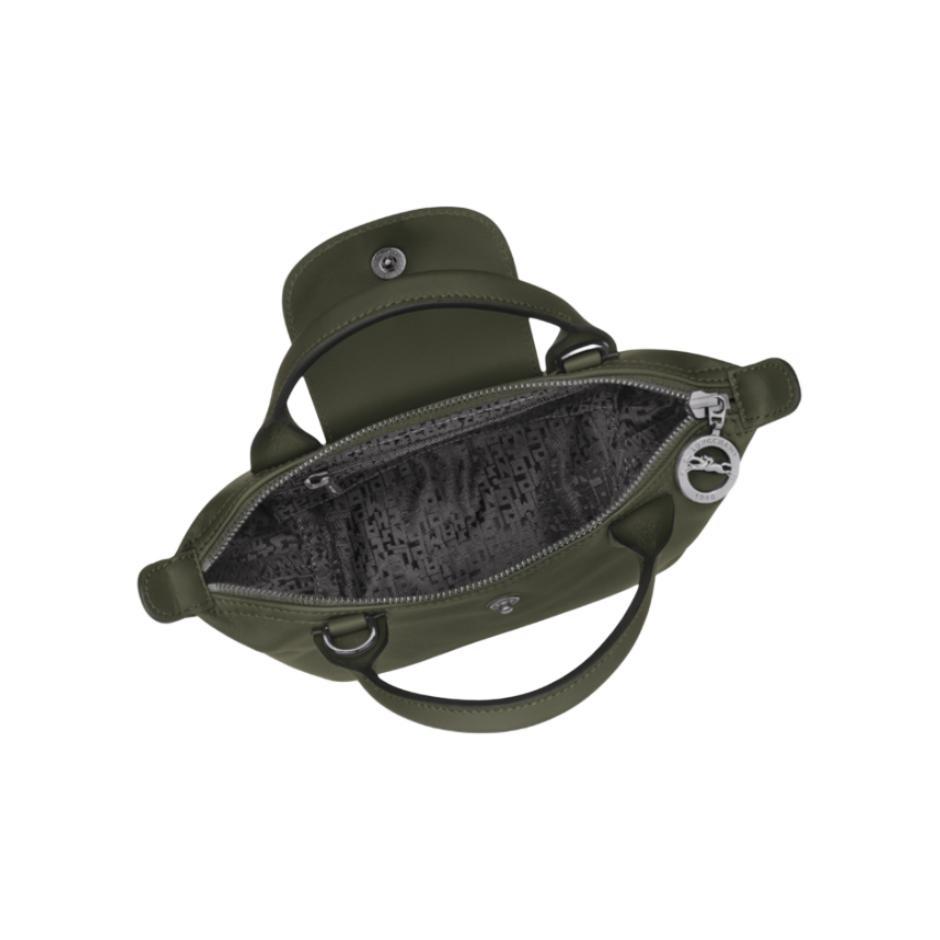 Longchamp Bolso Tote Mini de Cuero con Logo de Caballo Le Pliage Bolsos Tote para Mujer Verde 1500987549