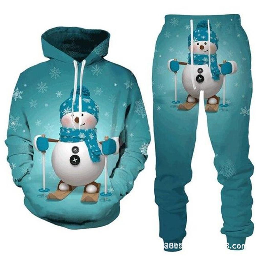 2024 Herbst-Winter 3D-Druck Herren Weihnachts-Kapuzenpullover Sweatshirt Set