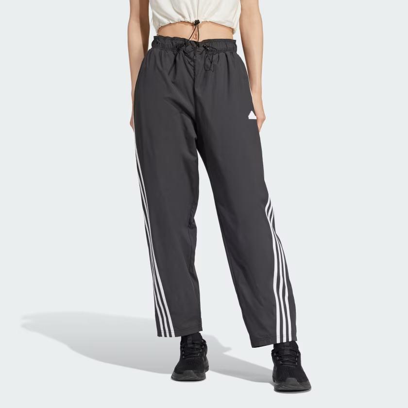 Adidas Future Icons 3-Stripes Woven Pants Retro Color Block Loose Fit Knit Sports Pants Women bottoms Black IP1567