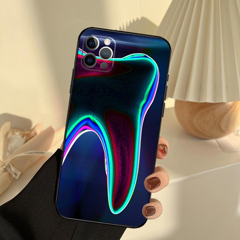 Dentist Tooth Pattern Case For iPhone 11 12 13 14 15 16 Pro Max Cover For iPhone 13 12 Mini XR X XS Max Plus