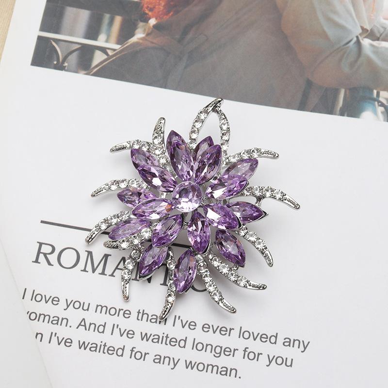 

Полный бриллиант фиолетовый кристалл брошь женский корсаж ретро булавка анти-свет мода нежный сплав