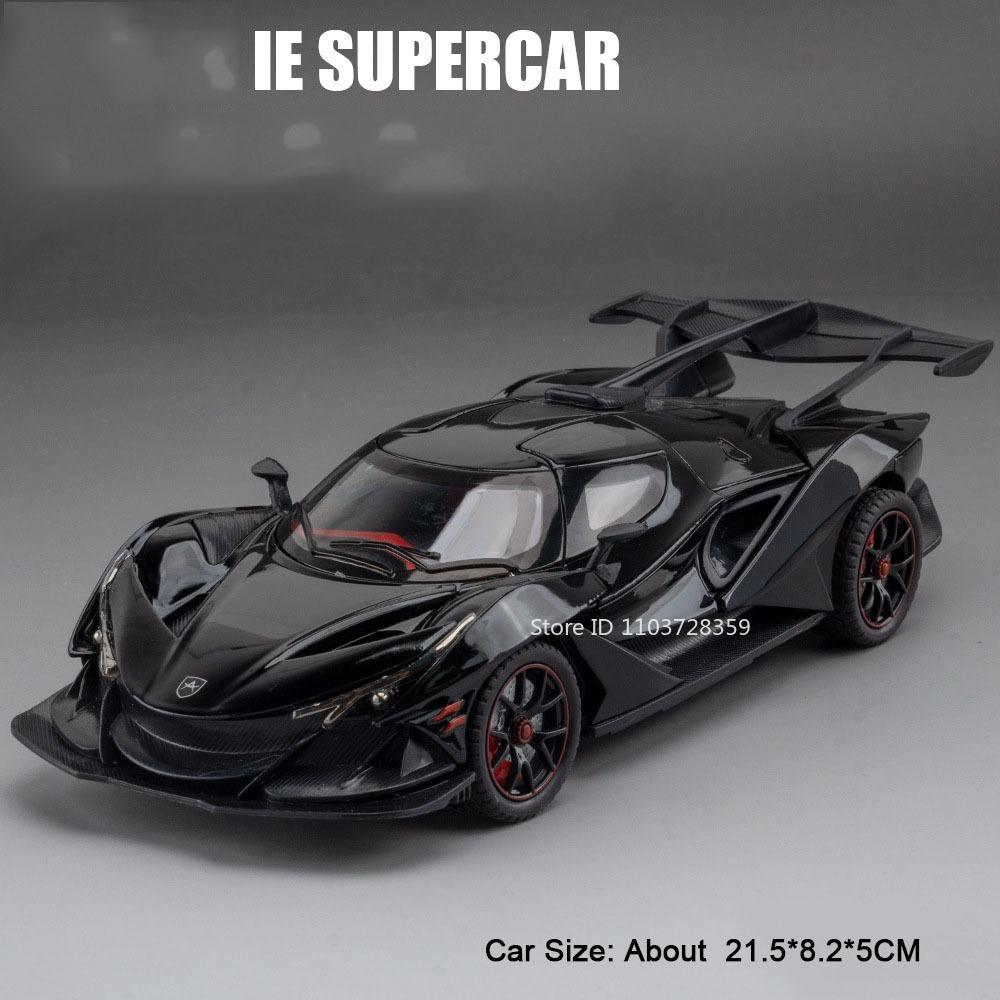 1:24 Apollo IE EVO Sports Car Toy Models Alloy Diecast Mini Supercars Sound Light Doors Opened Pull Back for Children Presents