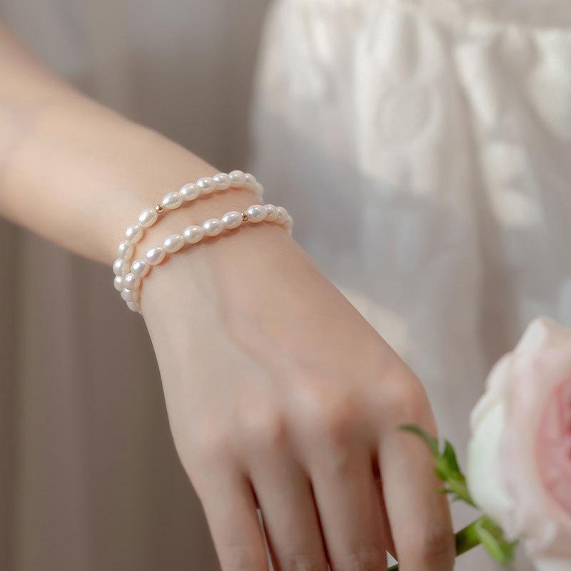 Natural Freshwater Pearl Bracelet: Strong Luster, Elastic, Vintage Style, Versatile & Elegant Design for Women