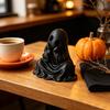 White Black Ghost Figures 3D Printed Halloween Figurine, Cute Chin-Resting Spooky Desk Decor, Decorative Accents Funny Ornament for Home Party