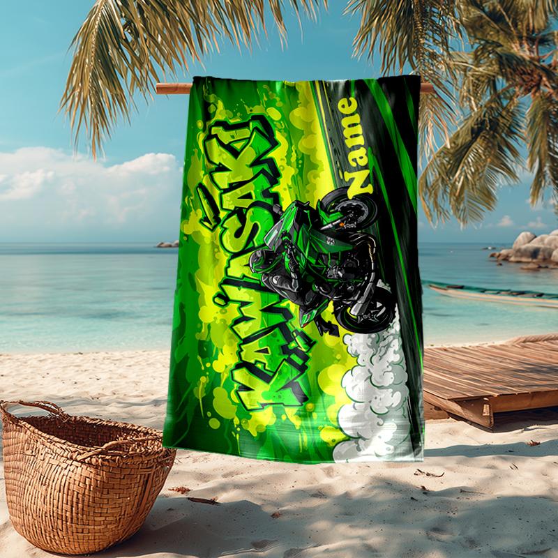 Asciugamano da Spiaggia Ultra-Morbido Personalizzato con Tema Motociclistico, Ideale per Piscina - Campeggio, Immersioni - Essenziale Perfetto per Viaggio, Asciugamano da Spiaggia Vivace.