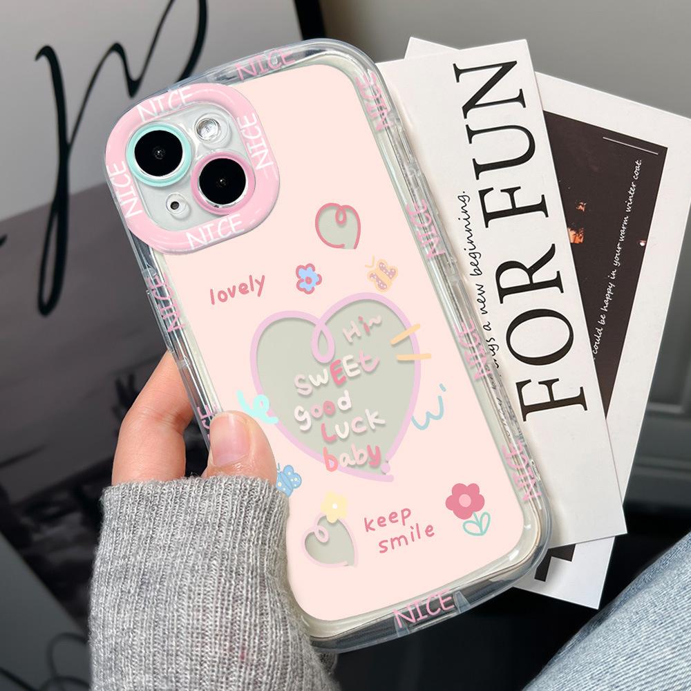 Personalized love English applicable iPhone17ProMax mobile phone case 14 Apple 13 fine hole 12/15 simple 16