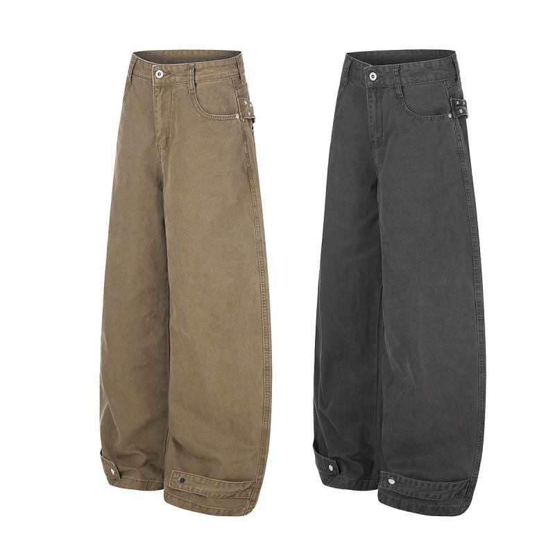 Magic Bear 2026 Loose Fit Straight Leg Pants Rivet Strap Casual Trousers Teen Boys