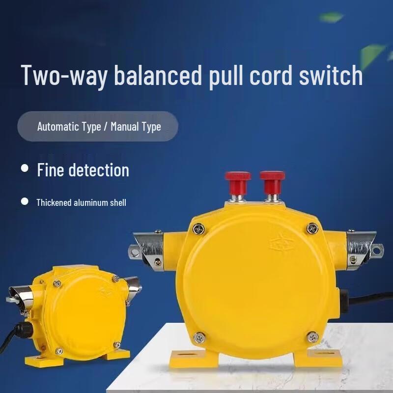 Bidirectional Pull Cord Safety Switch with Reset