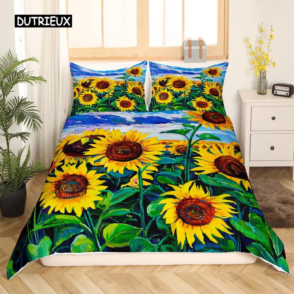 Valentine Day King Queen Duvet Cover Paris Eiffel Tower Bedding Set Pink Watercolor Tulips Flowers Balloon Polyester Quilt Cover