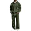 Winter Knit Hooded Sweatshirt Jacket and Sweatpants Set, 2 Piece Hoodie and Jogger Outfit for Cold