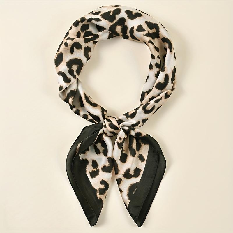 Luxury Leopard Print Square Scarf Women Soft Satin Hairband Neckerchief Tie Female Headband Foulard Mother's Day Gift