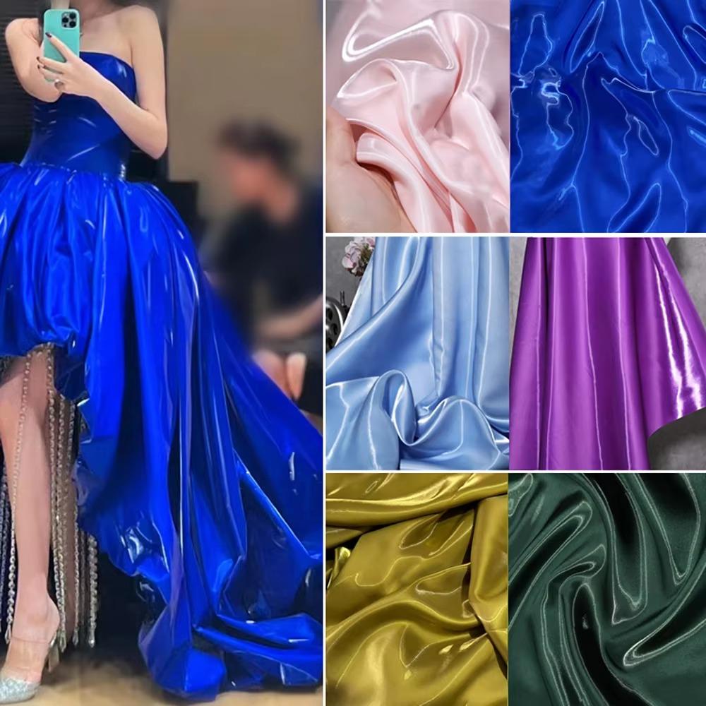 Polyester Liquid Water Satin Fabric Thickened Natural Reflective Crystal Silk Satin Clothing Fabric Dress Windbreaker Coat