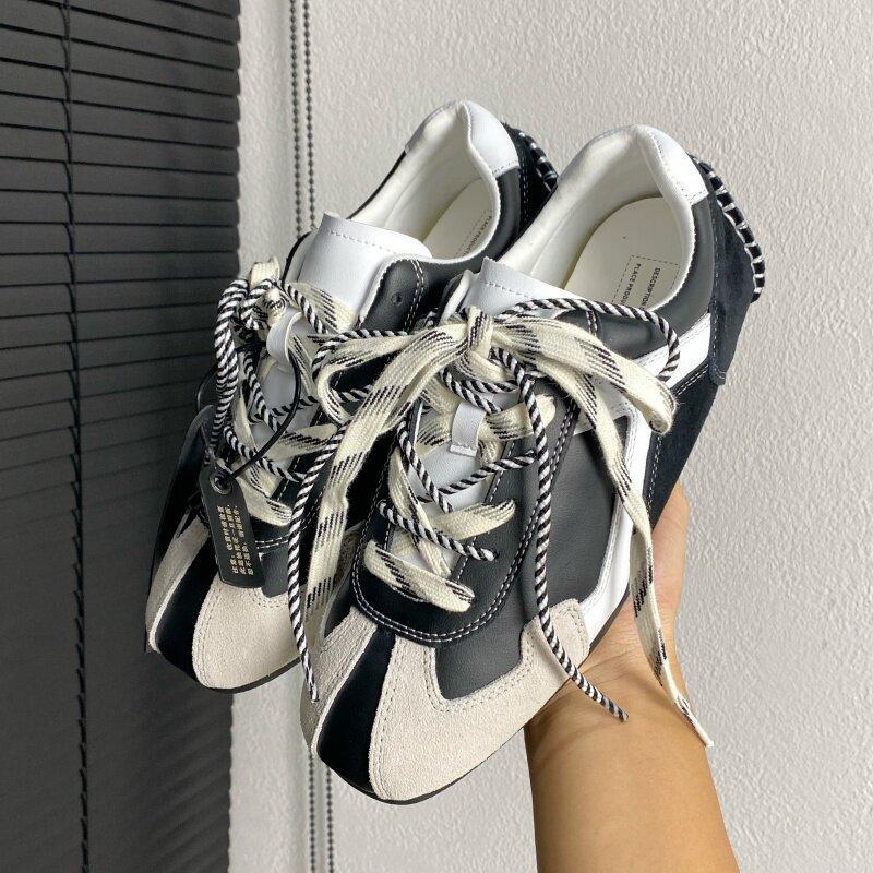 Classic Round Head Casual Shoes Ultra-Light British German Training Shoes Men'S Forrest Gump Shoes Commuting Retro Thin Soles