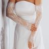 Seethrough Lace Arm Sleeves Sheer Gloves For Bride Wedding Gowns And Formal Occasion Lace Flower Gloves for Banquets