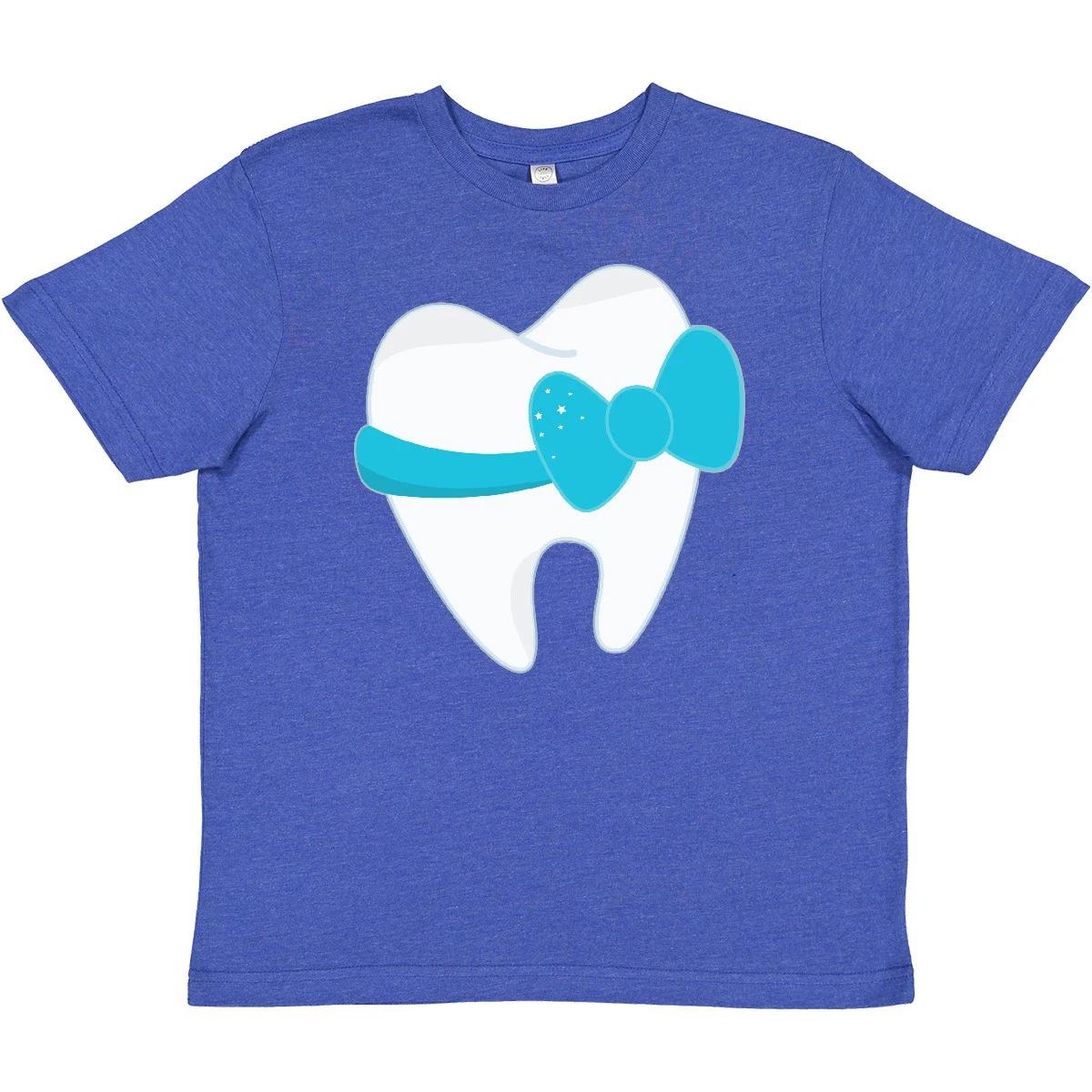 Inktastic Tooth With A Bow Youth T-Shirt Blue Lost Teeth Fairy Dentist Dental 100