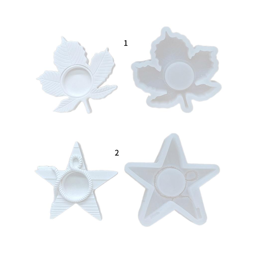 Silicone Mold Maple Leaf Candlestick Star Candle Holder Molds Craft Castings Mould for Table Holiday Home Decorations