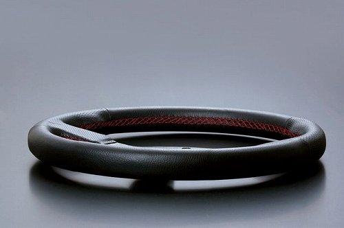 Fortune FLAT-R PVC leather steering wheel 33mm with red stitching