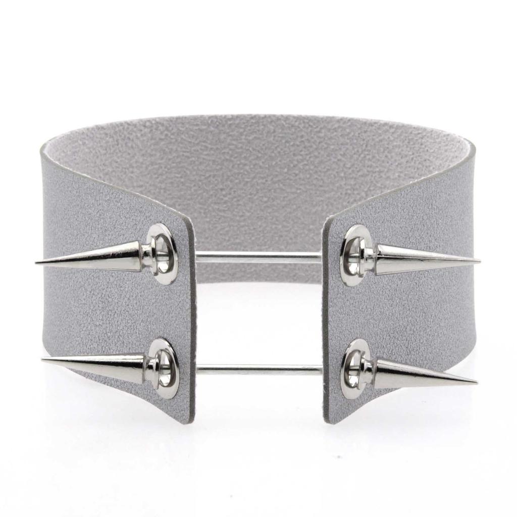 Alloy Spike Leather Choker, Rock Punk Harajuku Spiked Clavicle Necklace