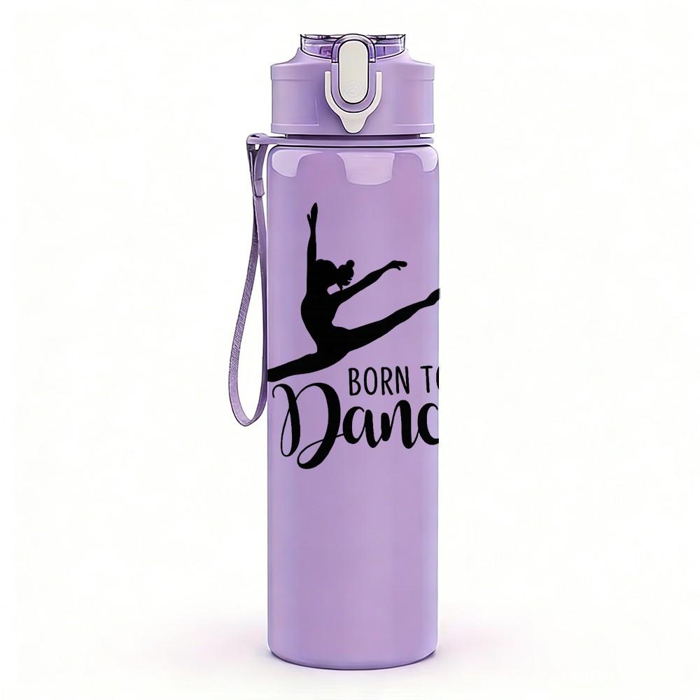 1PC Ballerina Dancer Silhouette Print 750ml Color Plastic Sports Water Bottle Leakproof Flip Straw Lid Suitable for Sports Office Home Use
