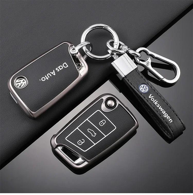 For VOLKSWAGEN VW TPU Leather Car Remote Key Case Fob Cover Holder Shell For VW Volkswagen Golf 7 MK7 Tiguan MK2 T-roc T-cross A