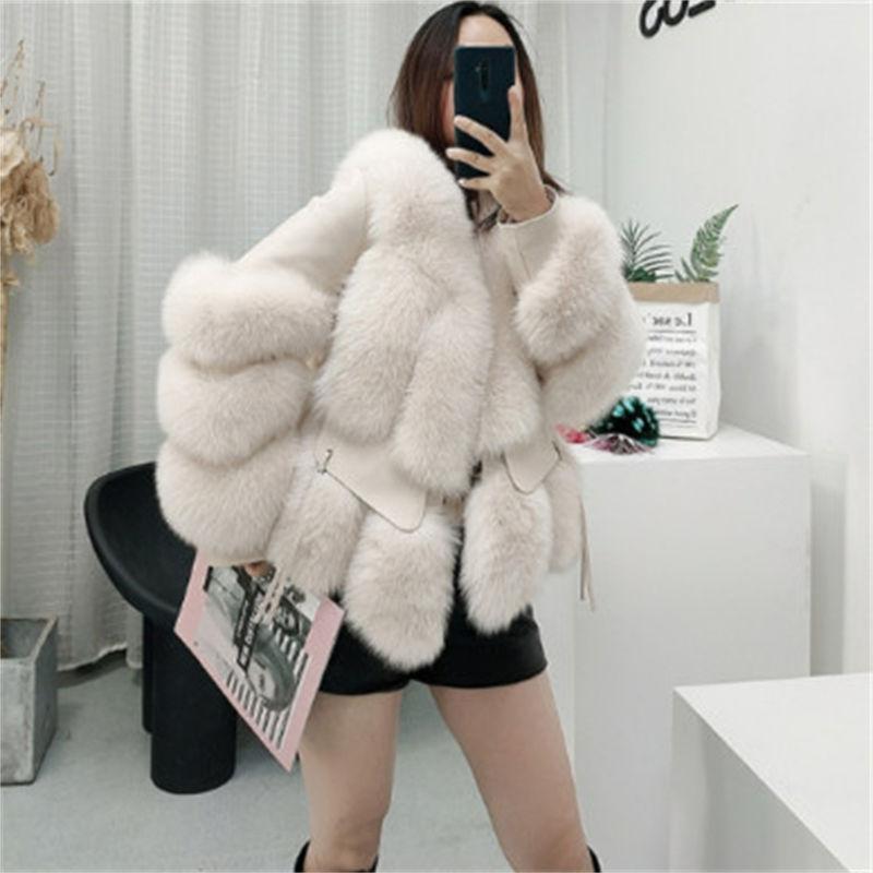 Fashion Sheepskin Coat Genuine Womens Fox Fur Winter