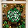 Weather Resistant Wood Sign St. Patrick's Day Wooden Door Sign, Luck Clover Green Hat Themed Hanging Outdoor Waterproof Holiday Plaque, Decorative