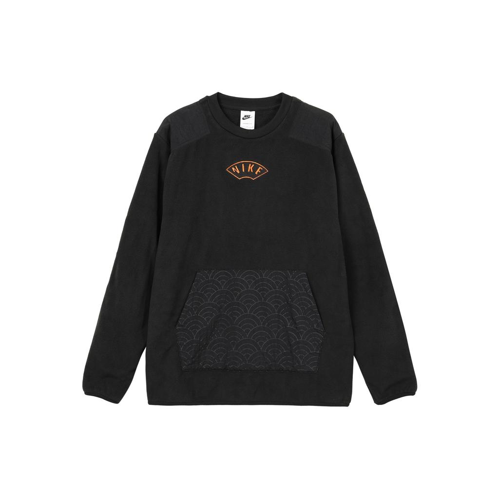 Nike Therma-Fit Logo Embroidered Fleece Pullover Sweatshirt Men Tops Black DQ5062-010