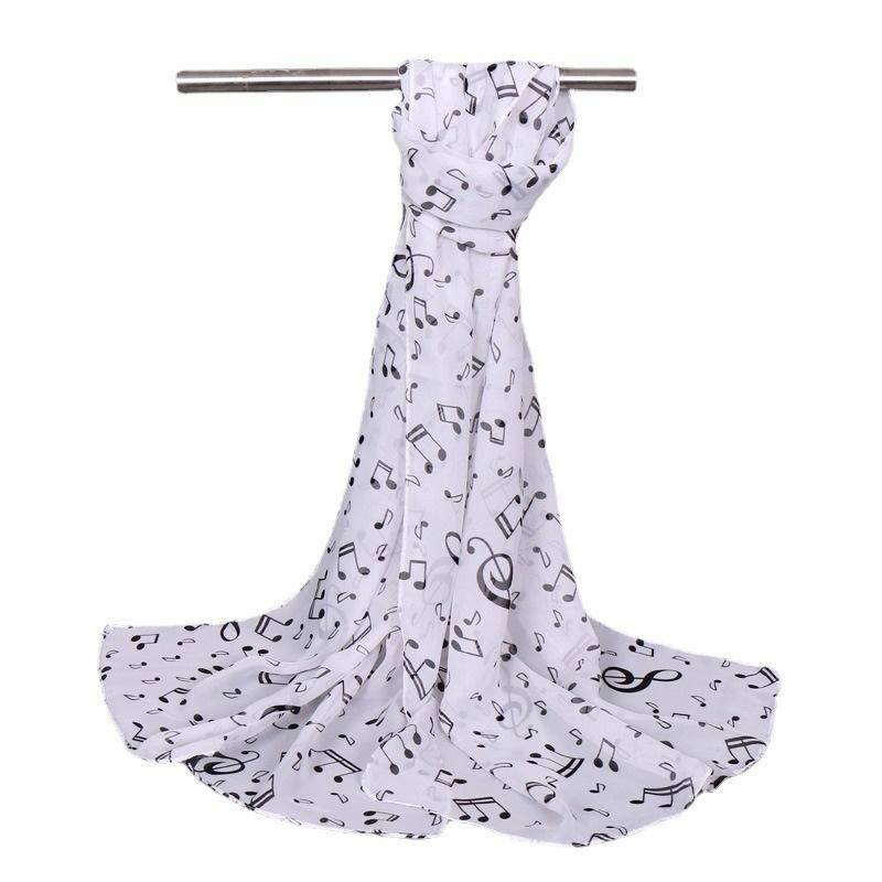Kobiety Dama Nuta Muzyczna Szyfonowa Apaszka Szal Szalik Szaliki Wysokiej Jakości Wspaniałe Elastyczne Piękne Szaliki