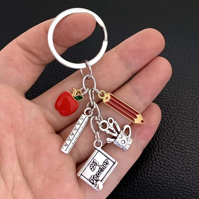 

Red Apple Drawing Board Paintbrush Keychain: Perfect for Back-to-School & Graduation Season Teacher or Student Gift