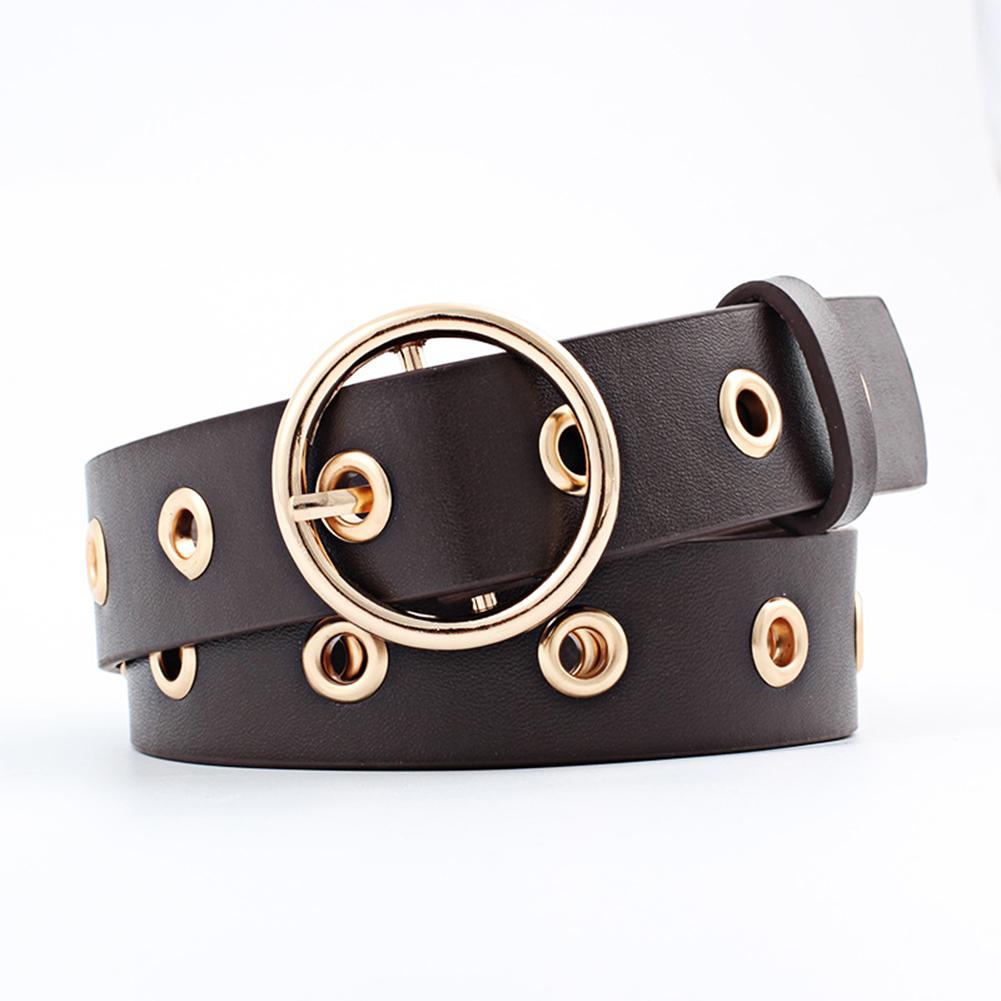 Women Fashion Round Buckle Hollow Out All Match Waist Belt