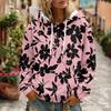 Women's Floral Print Long Sleeve Hoodie with Pocket and Casual Pullover Sweatshirt