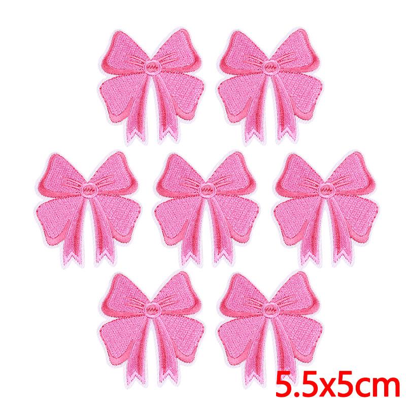 10PCS Wholesale Pink Bow Crown Lips Embroidery Patches For Clothing DIY Thermoadhesive Patches On Clothes Iron On Patch Backpack