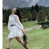 Lace Hollow Waist Doll Princess Dress Long Sleeve White Dress Female Design Sense Niche Vacation Fairy Skirt