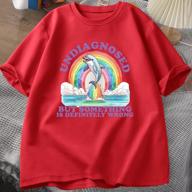 Undiagnosed But Something Is Definitely Wrong T-Shirt Vintage Women Clothes Summer Short Sleeve T Shirt Loose Tops