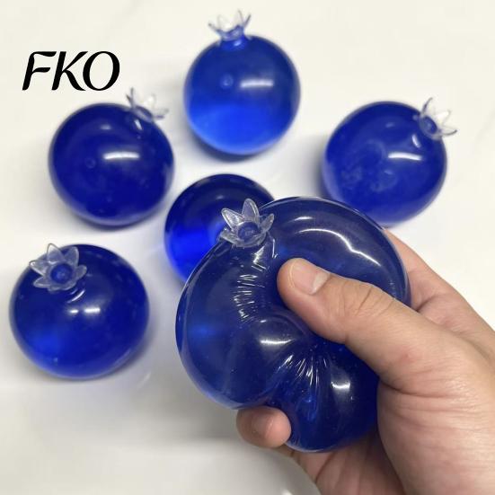 Stress Relief Toy Blueberry Ball, Soft TPR Fidget Squeeze with Elastic Ball Smooth Fluid, High Decompression for