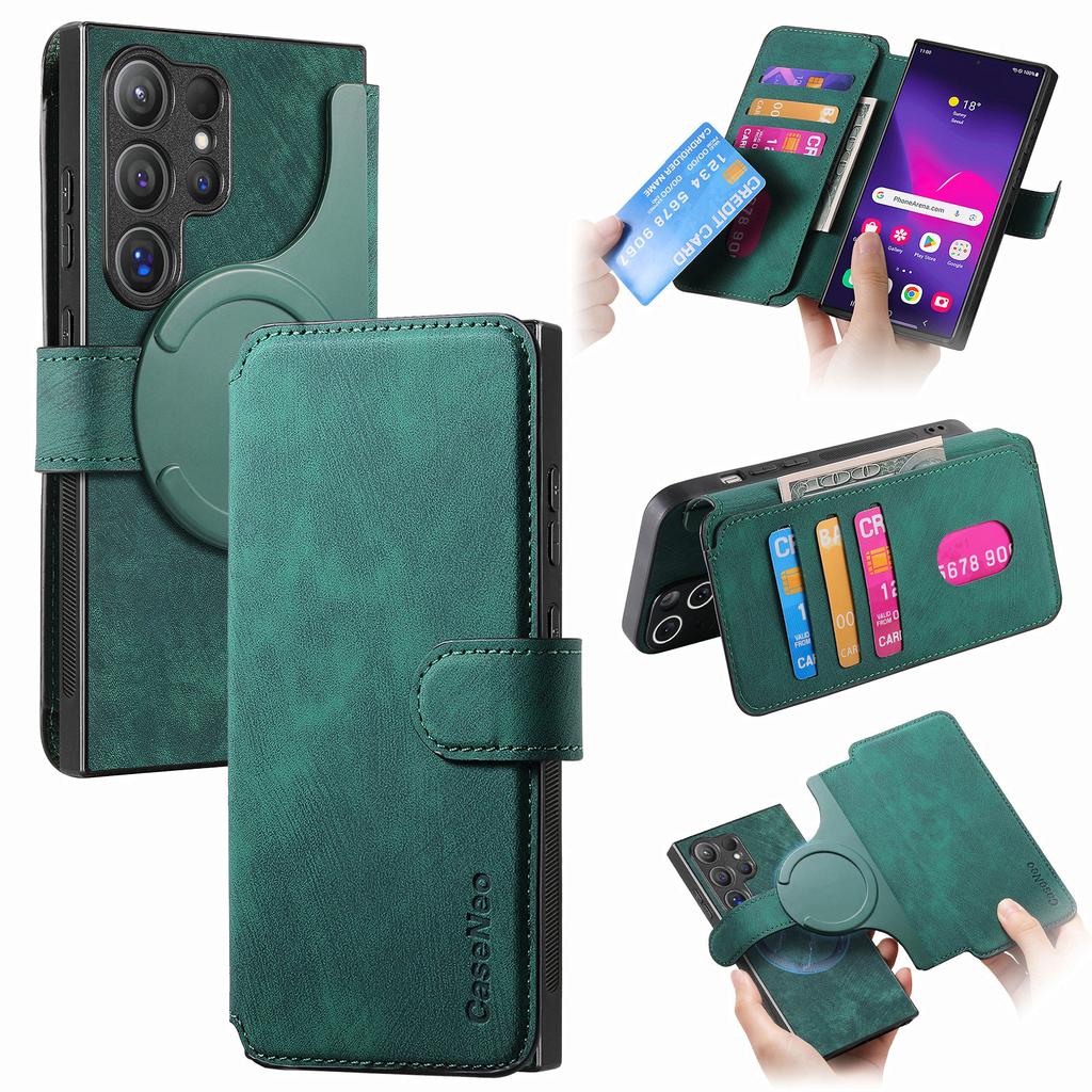 For Samsung Galaxy S24 Ultra S23 S22 Plus FE A55 A35 A25 A15 A05 A54 Case Leather Magnetic Wireless Charging Flip Card Bag Cover
