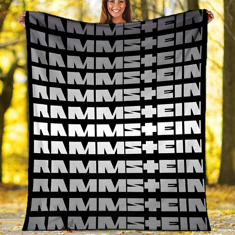 1pc Rammstein2 Theme Blanket - Digital Print, Polyester, Cozy for All Seasons, Perfect for Outdoor, Camping, and Travel