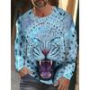 Vintage pánské tričko s dlouhým rukávem Košile s 3D potiskem Móda Zvířecí Leopard Grafika Oblečení Topy s rukávy Muži Oversized Streetwear