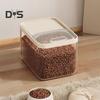 Grain Storage Barrel with Built-in Measuring Cup Clear Cover Large Capacity Wide Mouth Airtight Pet Food Container