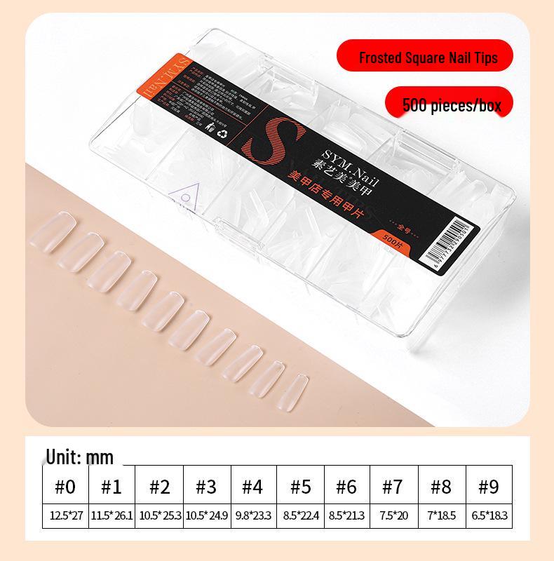 Jieliya Frosted Transparent Ultra-Thin Seamless Nail Tips - Full & Half Cover, No Etching, Size Supplement Included.