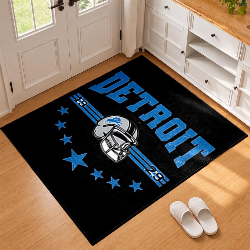 Detroit Lions Carpet Door Mat for Living Room or Bedroom Protective Mat Under Chair Office Decoration Christmas Gift Birthday Present