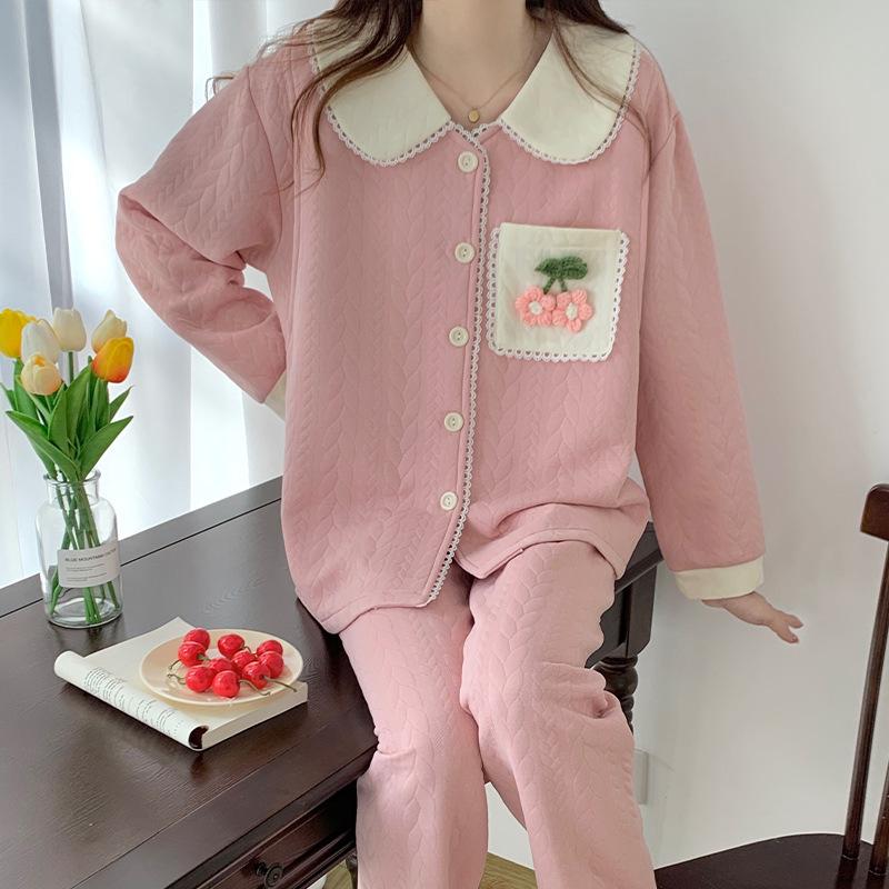 Air Cotton Layered Maternity Pajamas for Autumn/Winter - Breastfeeding & Postpartum Homewear
