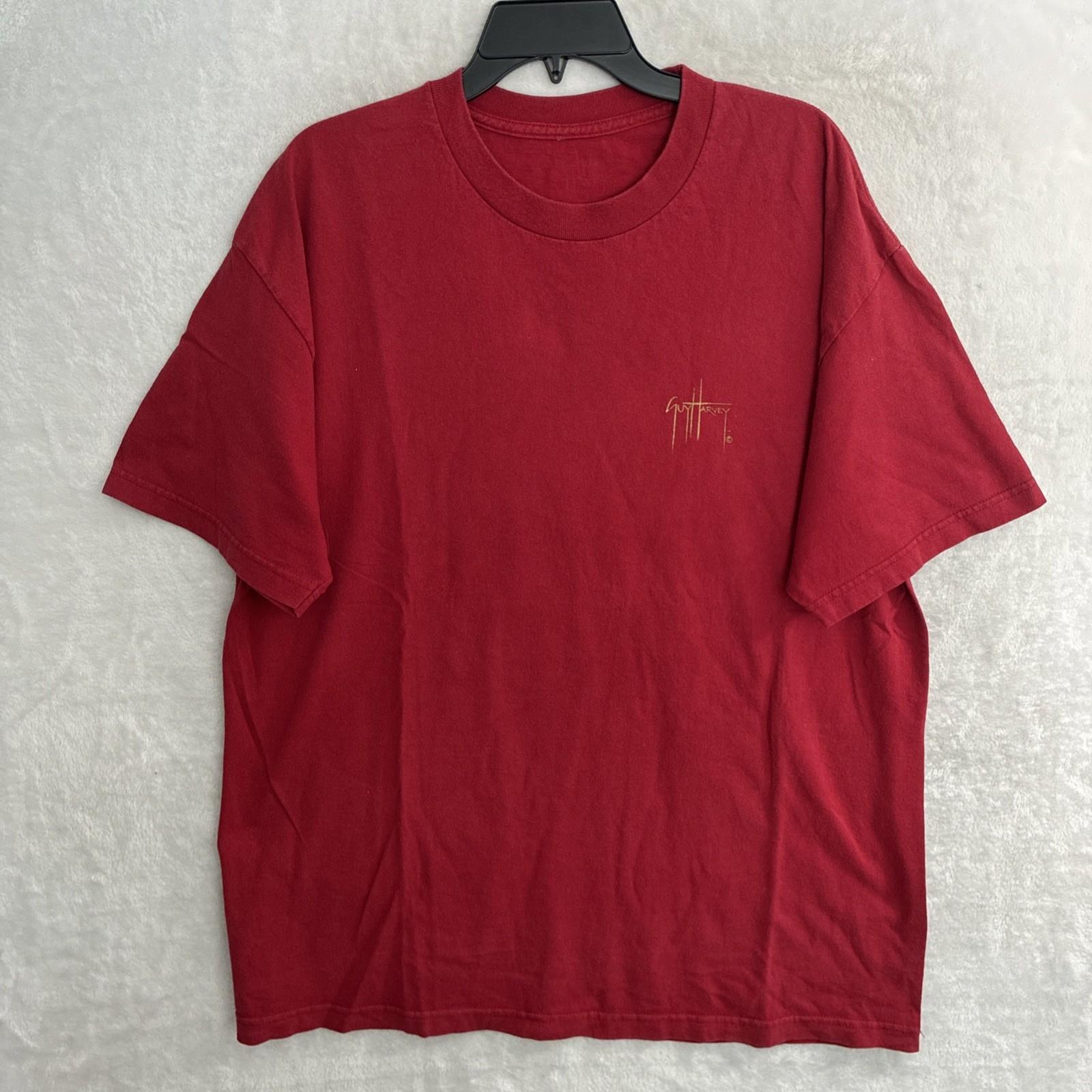 Guy Harvey Mens T Shirt Red Gold Marlin Fishing XL Cotton Crew Neck Short Sleeve S разноцветный