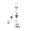Cute Cartoon Flocking Panda Phone Lanyard Panda Keychain Mobile Phone Chain Lovely Bag Pendant Couple Keyring