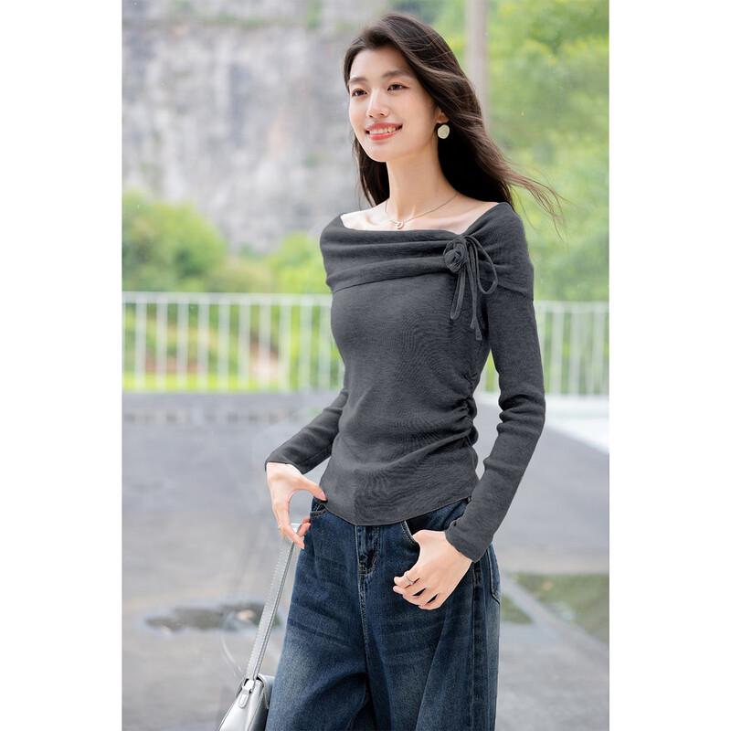 Mocana Women's Floral Halter One-Shoulder Long Sleeve Knit Top