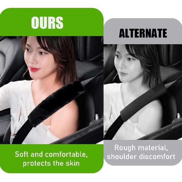 2 PCS Car Seat Belt Cover, Soft Auto Seatbelt Protector For A More Comfortable Driving, Warm Plush Seatbelt Shoulder Neck Pad Cushion Fit For All